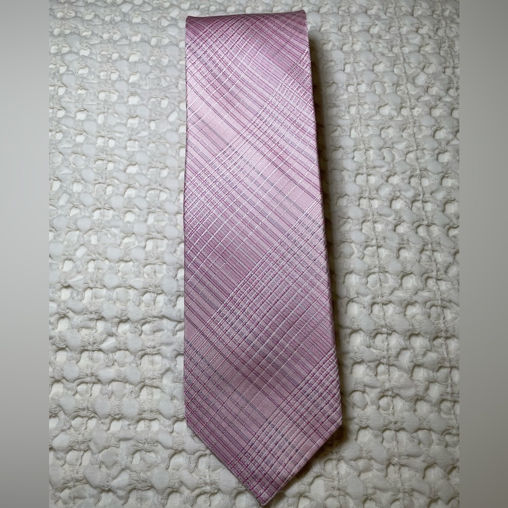Calvin Klein Pink Checkered Men's Tie